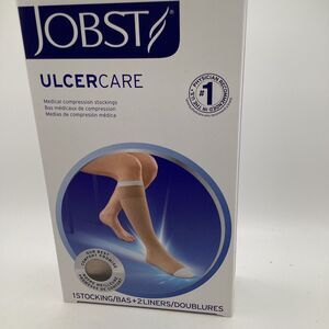 New Jobst Ulcercare Stocking 2 Liners 1 Stocking. Lge Beige